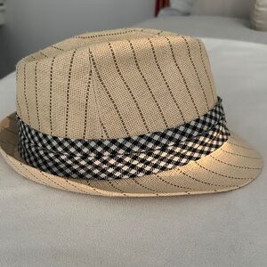 Stylish Tan Fedora with Black and White Band